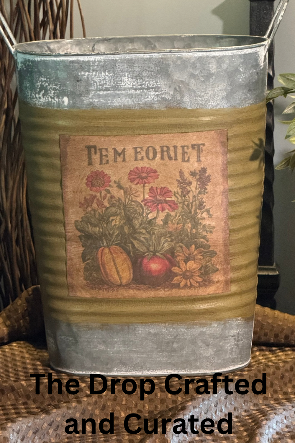 Galvanized Market Flower Bucket | French Farmhouse Botanical Decor