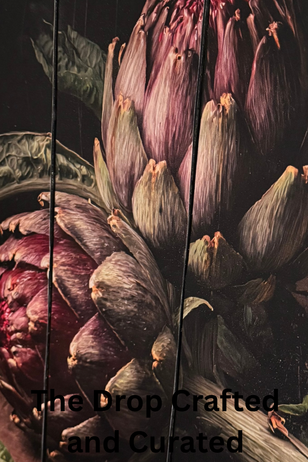 Artichoke Canvas Wall Art on Salvage Wood | Dark Moody Home Decor