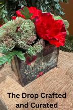 Vintage Poppy Planter with Red Florals | Cottagecore Home Decor