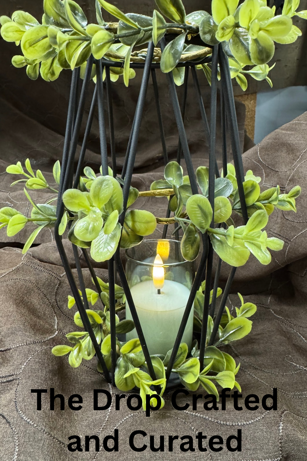 Cast Iron Ring Candle Holder with Greenery | Dark Cottagecore Decor