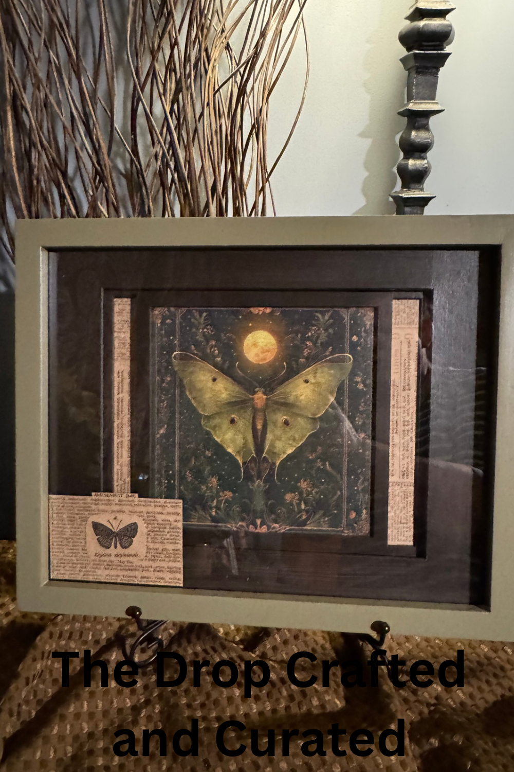 Layered Butterfly Wall Art | Textured Green Frame | Cottagecore Decor