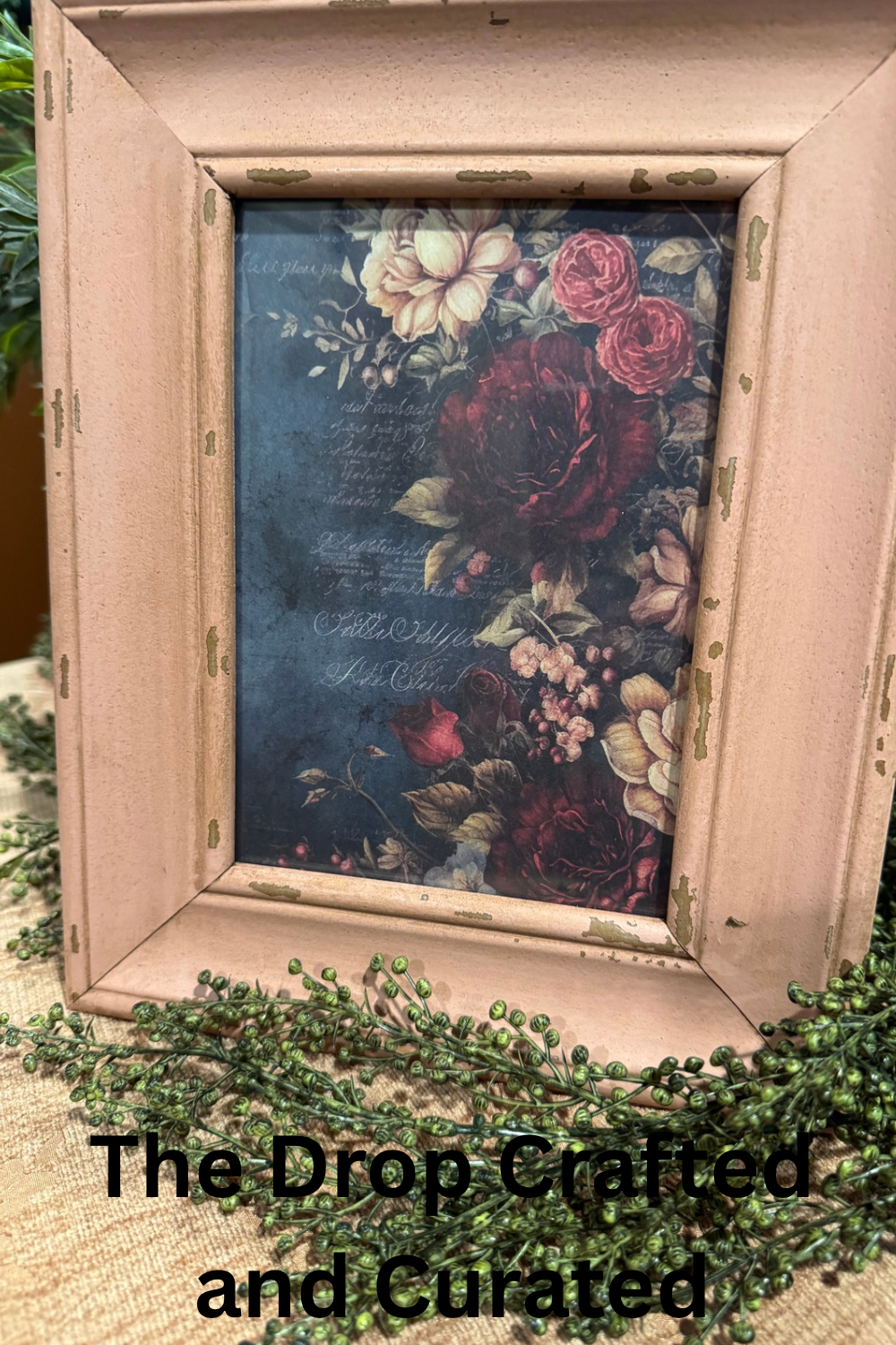 Vintage Rose Framed Art | Dusty Pink Cottagecore Wall Decor