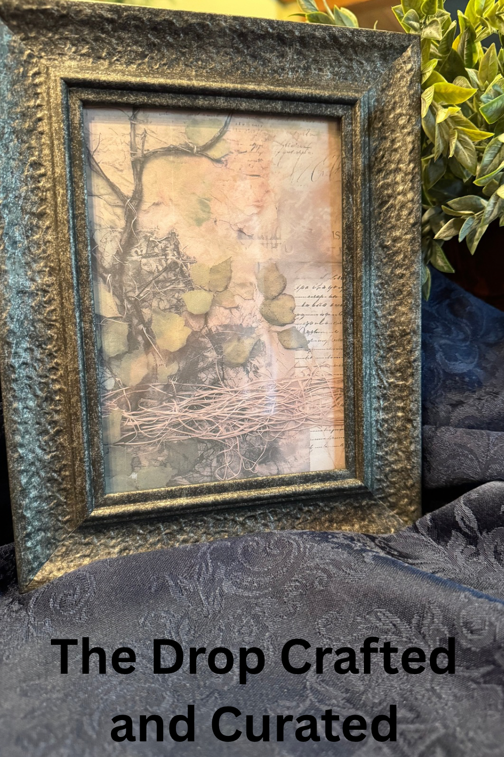 Vintage Floral Print in Gray Frame | Simple Cottagecore Wall Decor
