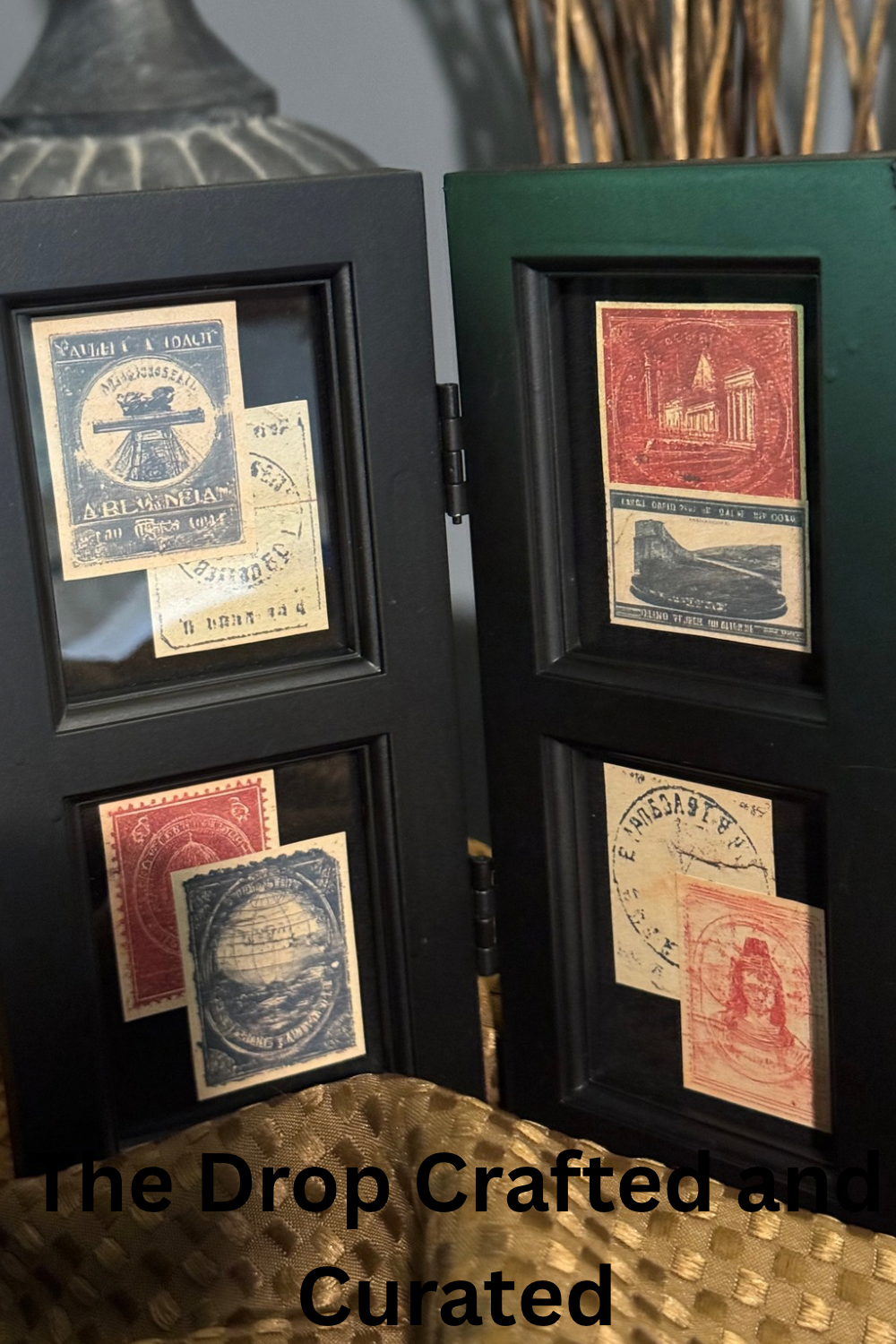 Vintage Stamp Display Frame | Collector's Conversation Piece | Rustic Decor