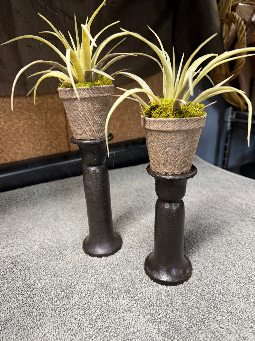 Cast Iron Spike Candlesticks with Greenery | Dark Halloween Decor | Set of 2